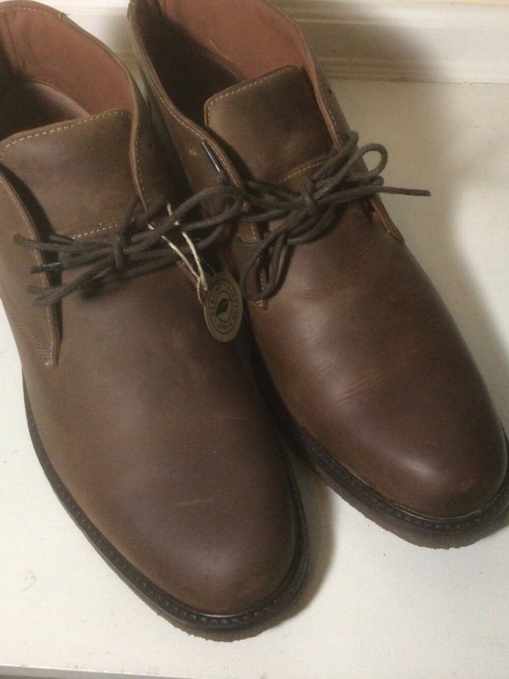 Johnston and Murphy Tan Oil Rubbed Lace Ankle Boots Size 12 M New